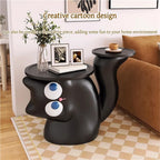 Creative Resin Side Table, Cartoon Night Stand with Double Tabletop, Irregular Floor-Standing Coffee Table, Multifunctional Home Decor for Living Room and Balcony