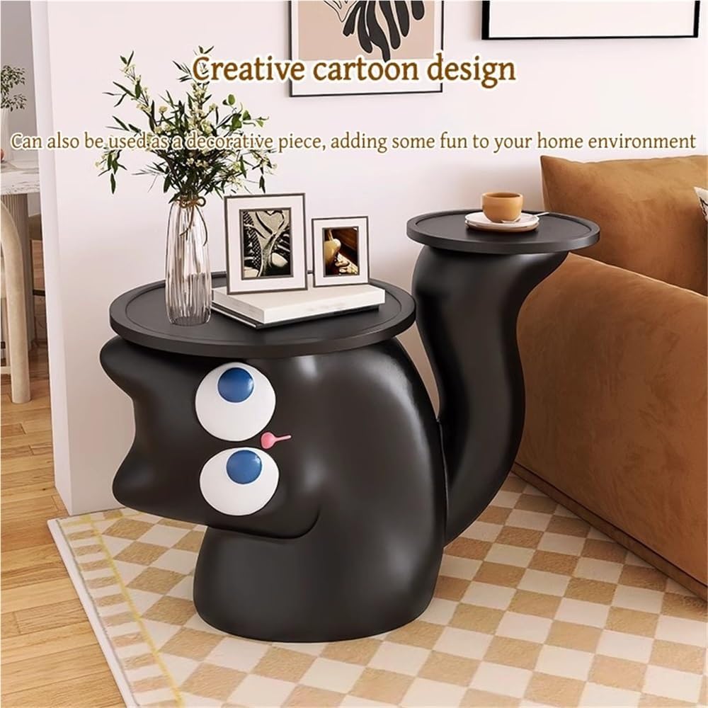 Creative Resin Side Table, Cartoon Night Stand with Double Tabletop, Irregular Floor-Standing Coffee Table, Multifunctional Home Decor for Living Room and Balcony