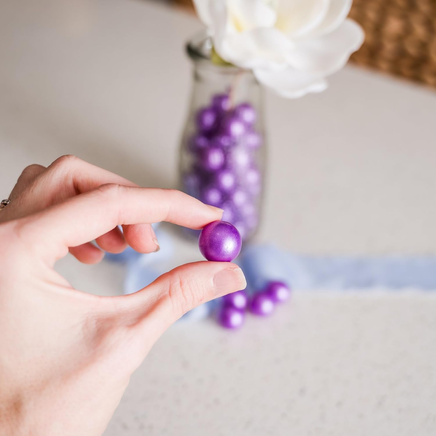 Marbles for Vases | Glass Marbles Bulk Vase Fillers | Glass Beads for Vases, Purple Round Marble 1lb, (Approx. 80 pcs)