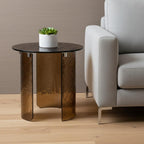 HomeRoots 20" Bronze Glass Round End Table
