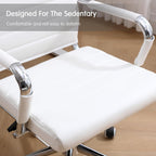 Home Office Chair Ribbed, Modern Leather Conference Room Chairs, Ergonomic Office Desk Chair, High Back Executive Computer Chair, Adjustable Swivel Chair with Arms (White)