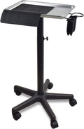 Premium Aluminum Instrument Salon Tray W/Accessory Caddy Tattoo Rolling Tray Station Height Trolley Beauty Tool