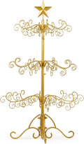 Karl home Metal Ornament Display Tree Stand, 3ft Wrought Iron Christmas Tree for Halloween Christmas Balls Bauble Decorations Gift Craft(Yellow)