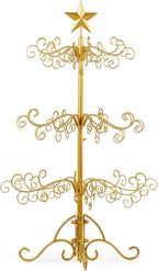 Karl home Metal Ornament Display Tree Stand, 3ft Wrought Iron Christmas Tree for Halloween Christmas Balls Bauble Decorations Gift Craft(Yellow)