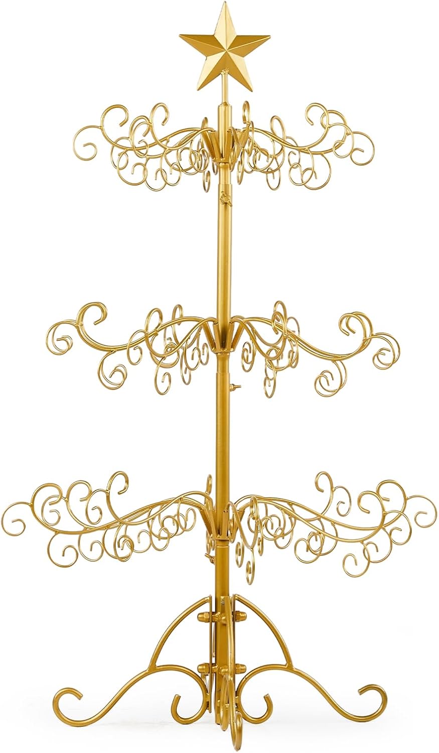 Karl home Metal Ornament Display Tree Stand, 3ft Wrought Iron Christmas Tree for Halloween Christmas Balls Bauble Decorations Gift Craft(Yellow)