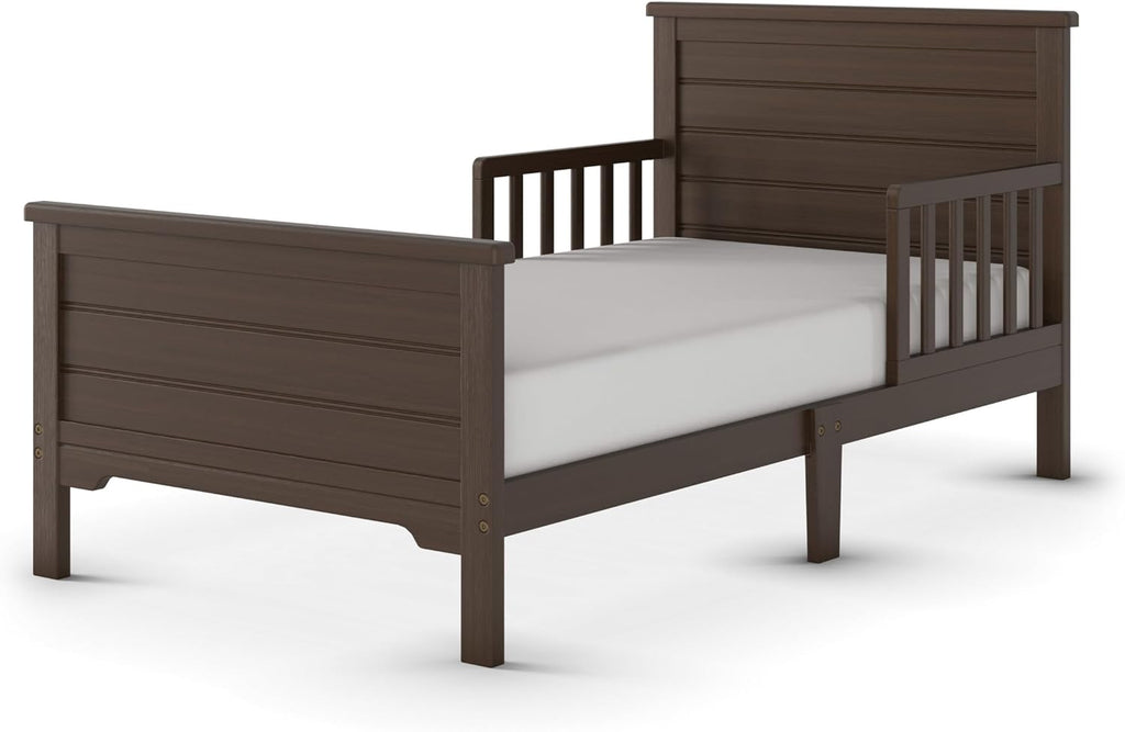 Child Craft Woodland Toddler Bed and Nightstand Bedroom Furniture Set, 2 Piece, Low to Ground Design (Brushed Truffle)