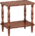 Solid Wood End Table Living Room - 23.6" H Small Narrow Rectangle End Table Wooden, Dark Real Wood Vintage Antique Brown Side Bedside Table Nightstand for Small Spaces with Open Storage Shelf