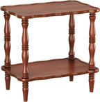 Solid Wood End Table Living Room - 23.6" H Small Narrow Rectangle End Table Wooden, Dark Real Wood Vintage Antique Brown Side Bedside Table Nightstand for Small Spaces with Open Storage Shelf