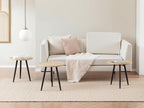VECELO Modern Side Table, Round Small End Table, Exclusively Designed Hand-Crafted Small Nightstand, Solid Wood,Natural top with Black Metal Legsfor Bedrooms, Living Rooms and Home Office