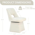 VKNOW Upholstered Swivel Dining Chairs, Modern Dining Room Chairs with Open Back, Chenille Fabric Kitchen Chairs for Dining Room, Living Room, Bedroom, Vanity, Beige(1 Pack)