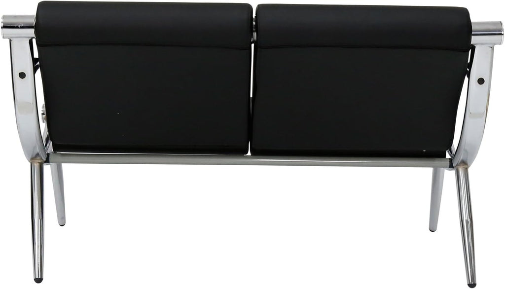 Peach Tree Black Leather Executive Side Reception Chair Office Waiting Room Guest Reception, Salon Barber Office Waiting Chair Bank Hall Airport Reception Waiting Chair 2 Seat Bench