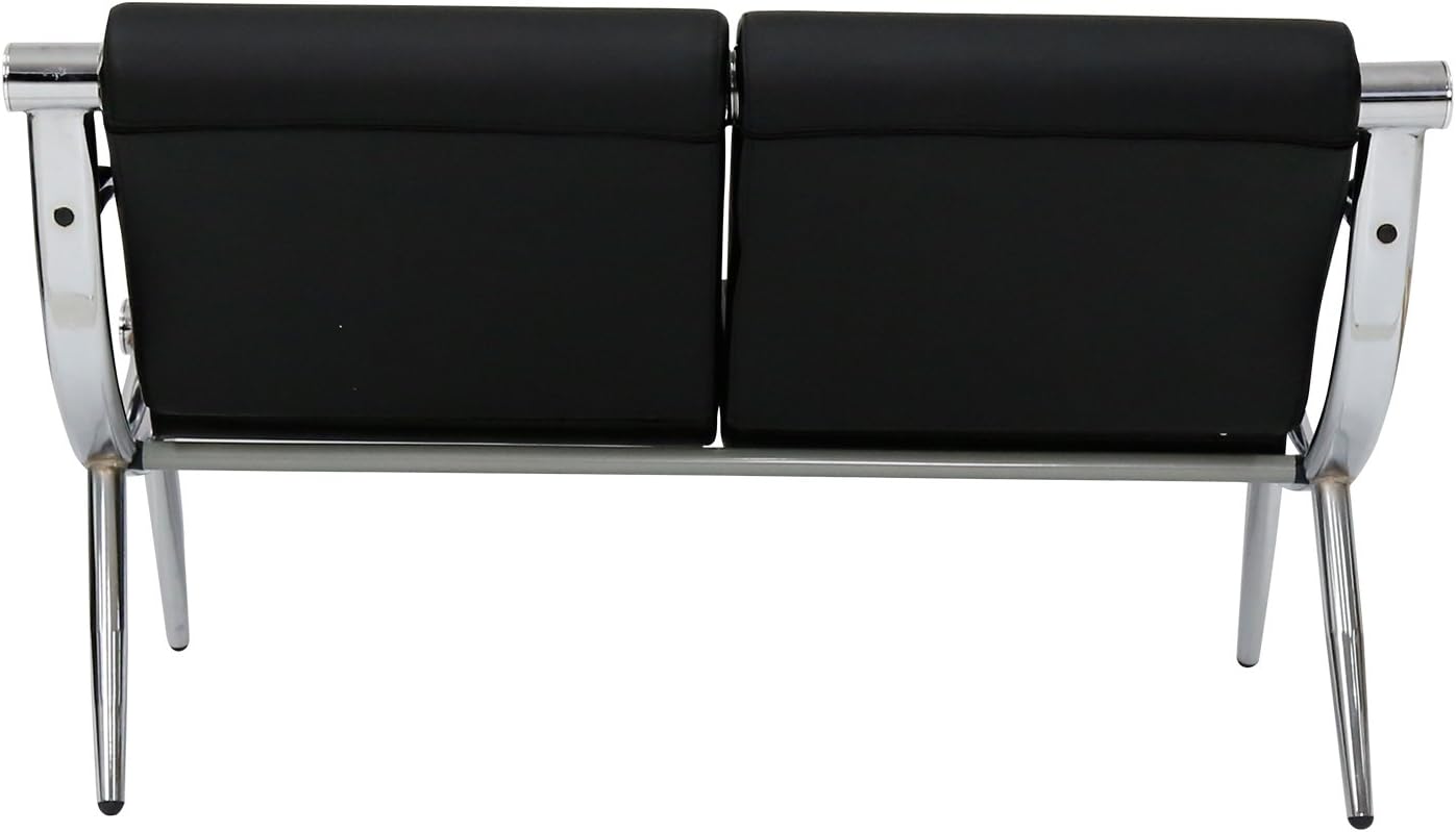 Peach Tree Black Leather Executive Side Reception Chair Office Waiting Room Guest Reception, Salon Barber Office Waiting Chair Bank Hall Airport Reception Waiting Chair 2 Seat Bench