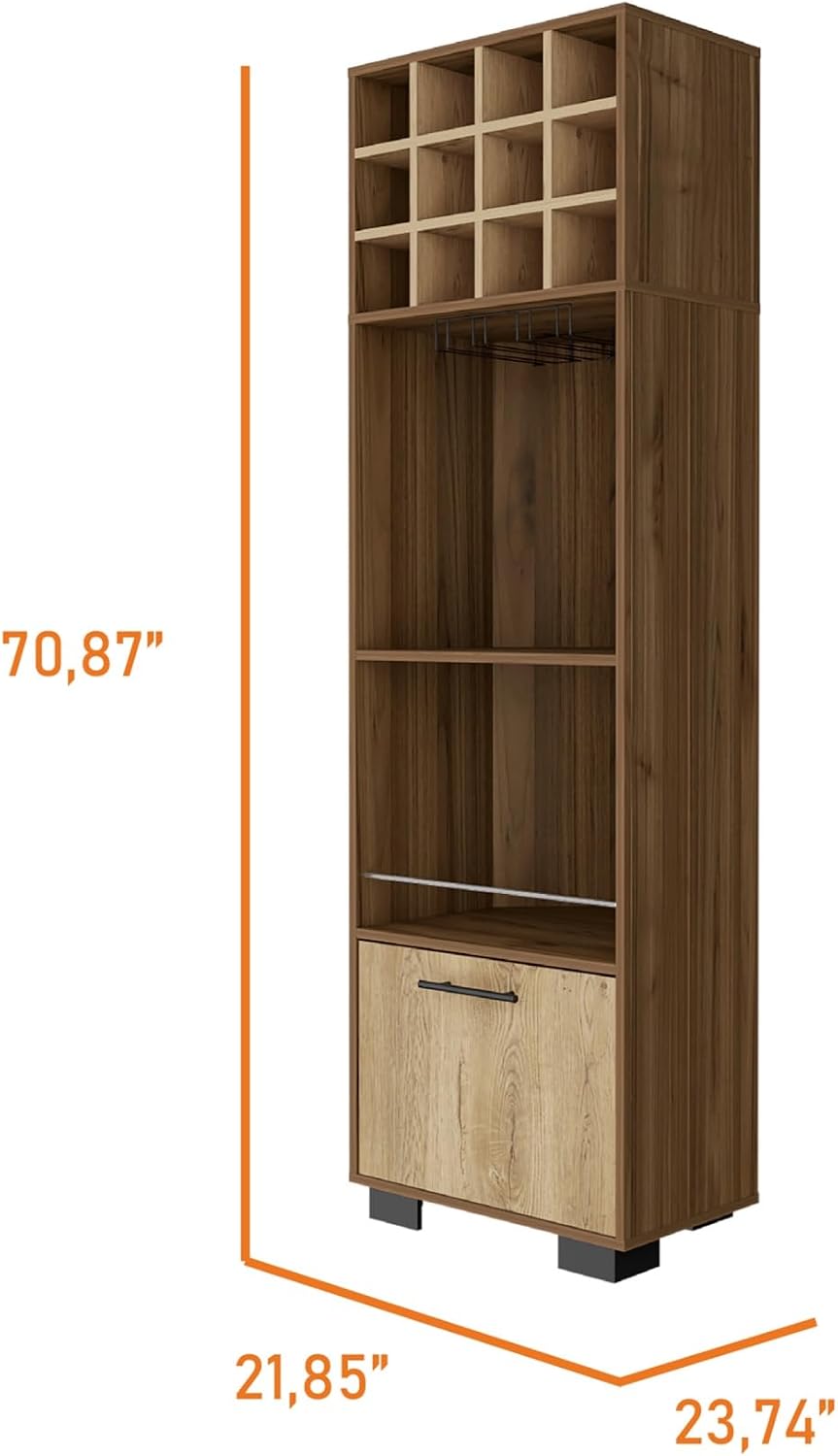 Corner Wine Cabinet Storage Locker, Tall Pantry Sideboard witn 2-Shelf and 1-Drawer,for Kitchen Home