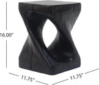 Vintage Twist End Table Magnesium Oxide Indoor Outdoor Side Table Black Small Bedside Table Nightstand Accent Table Patio Side Table for Living Room Bedroom Balcony,No Assembly