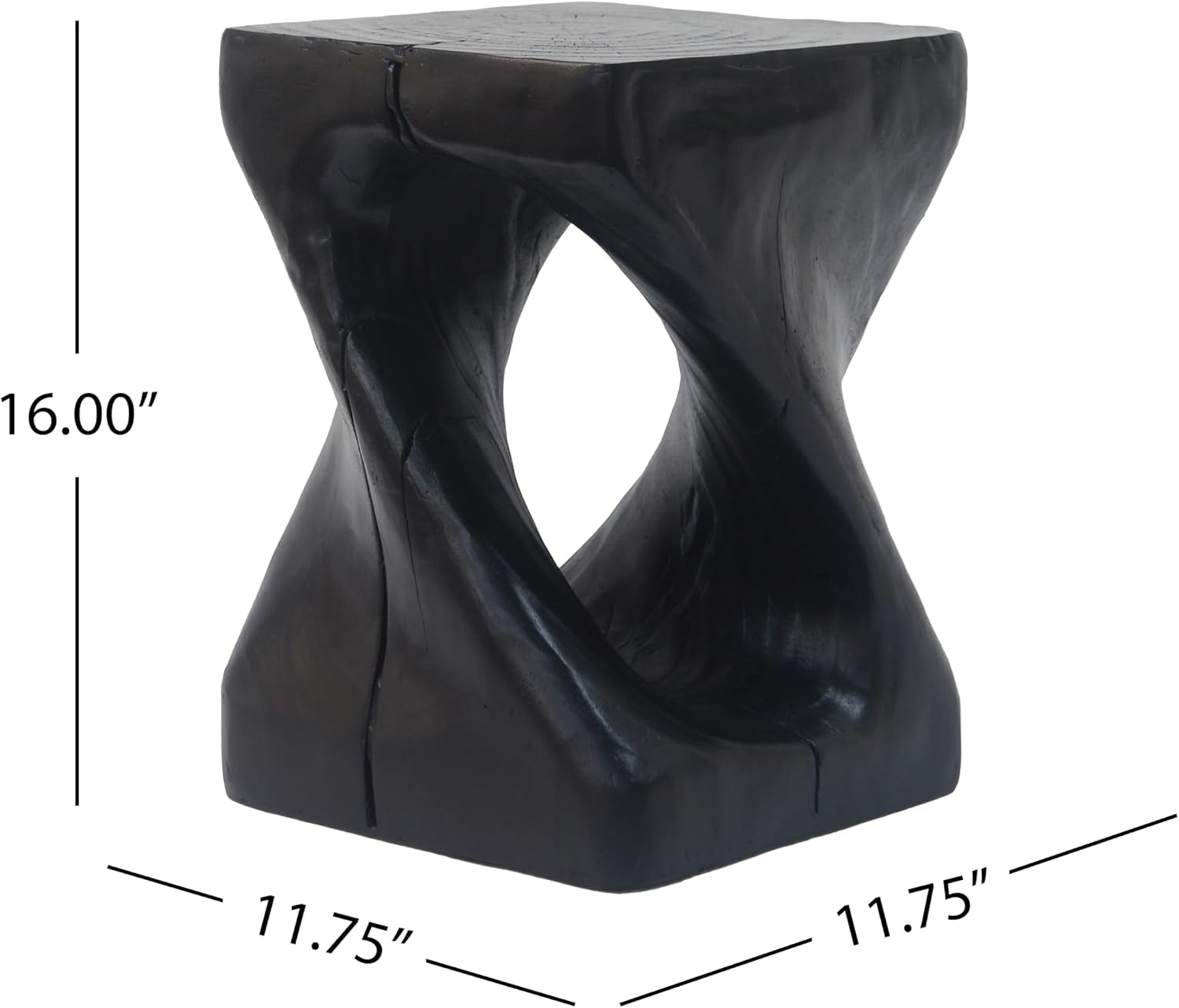 Vintage Twist End Table Magnesium Oxide Indoor Outdoor Side Table Black Small Bedside Table Nightstand Accent Table Patio Side Table for Living Room Bedroom Balcony,No Assembly