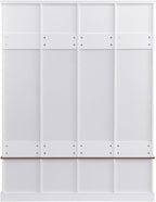 LUMISOL Farmhouse Hall Tree with Bench and Shoe Storage, Entryway Bench with Coat Rack, Hooks, 8 Cabinets & 4 Top Cubbies for Mudroom, Entrance, Hallway, White