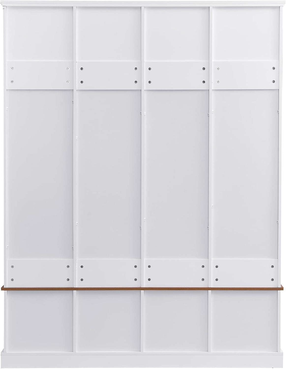 LUMISOL Farmhouse Hall Tree with Bench and Shoe Storage, Entryway Bench with Coat Rack, Hooks, 8 Cabinets & 4 Top Cubbies for Mudroom, Entrance, Hallway, White