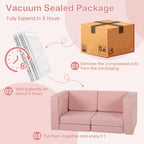 INFANS Modular Kids Play Couch, 8 PCS Toddler Creative Sectional Fort Building Sofa for Playroom, Bedroom, Children Convertible Versatile Soft Foam Furniture Playset Crawling Floor Cushion