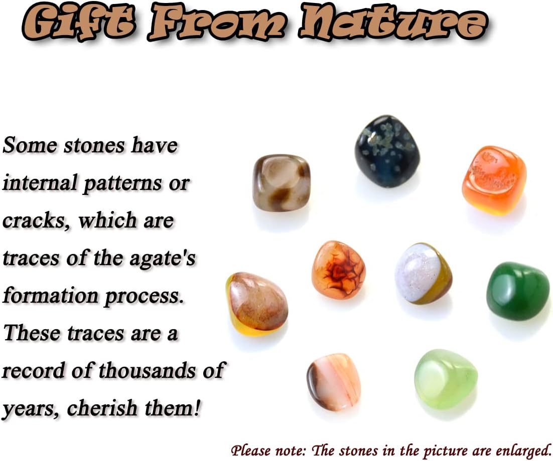 KINGOU 15oz/425g Polished Agate Gems Stones Pebbles Mix Colored Gravel Rocks for Succulents Plants Vase fillers, Aquarium Decorative
