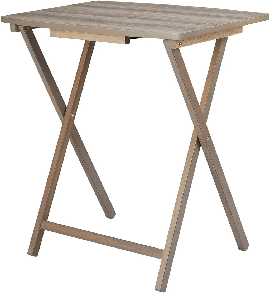 Foldable 5pcs XL Oversized TV Tray Tables Set (4 Trays,1 Stand), Trays for Eating of 4 with Stand, Folding Snack Dinner Table Grey