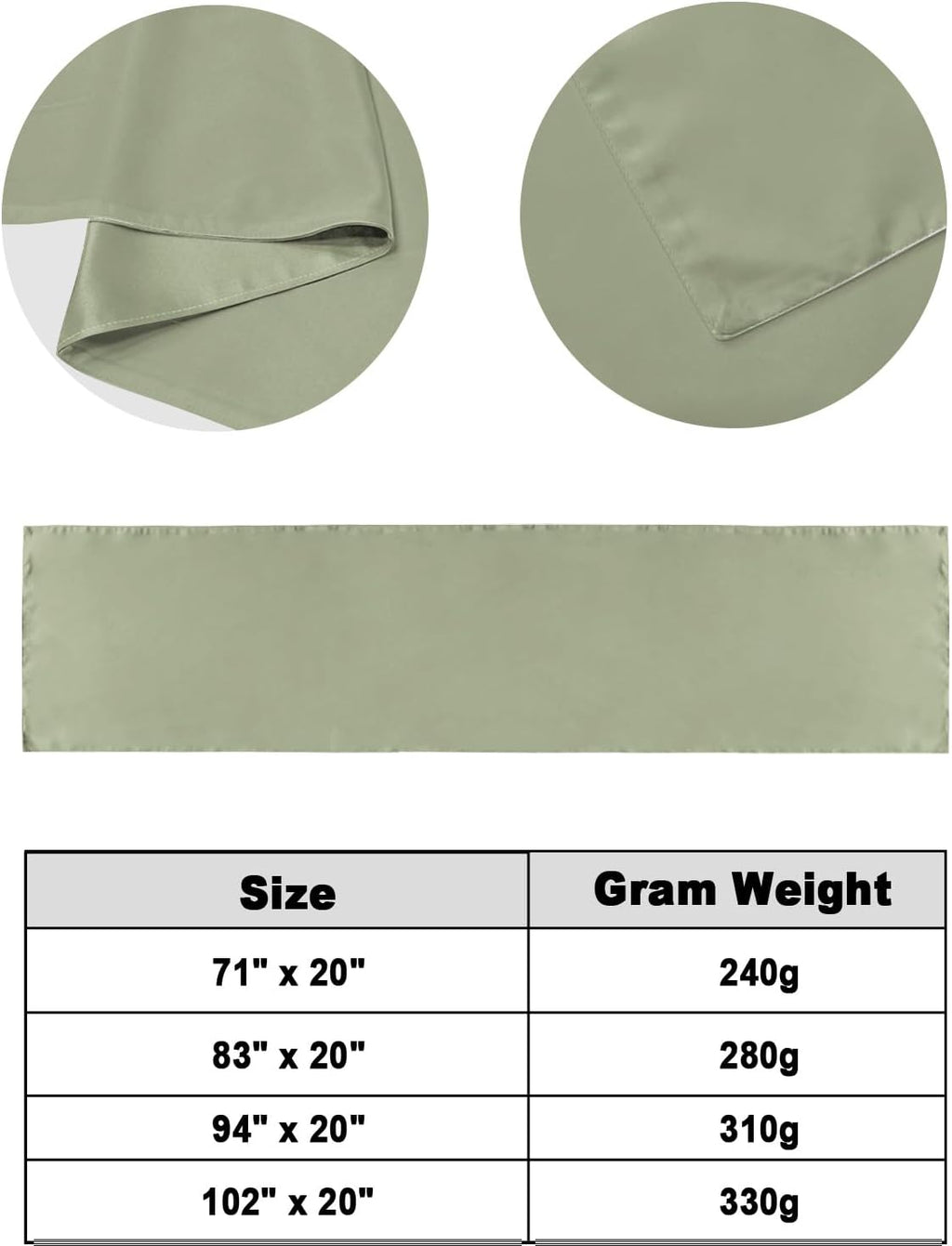 Sage Green Bed Runner for Queen Size Bed, Farmhouse Decorative Bed Scarf Throws for Foot of Bed, Sage Green Color Luxury Bedding Protector Slipcover Bed Runners for Hotel/Home, 83 x 20 Inch