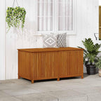 Solid Acacia Wood Patio Storage Box 59.1x31.5x29.5 Inches, Outdoor Garden Storage Box with Waterproof Zippered Bag and Gas-Lift Lid, Bench and Side Table