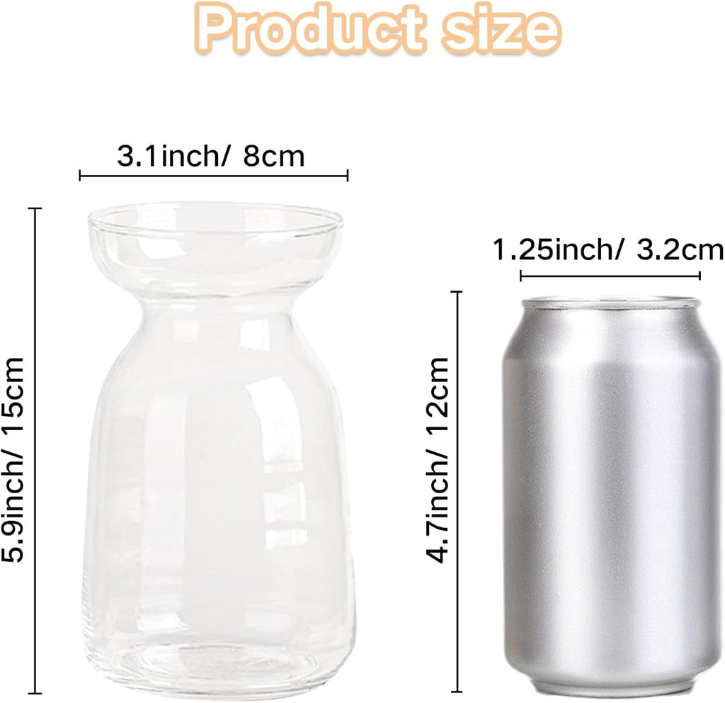 Gute Glass Vases for Decor, Modern Decorative Flower Vase Centerpieces Table Home Indoor Desk Decor Living Room, Kitchen, Office Wedding or Housewarming Gifts (Clear)