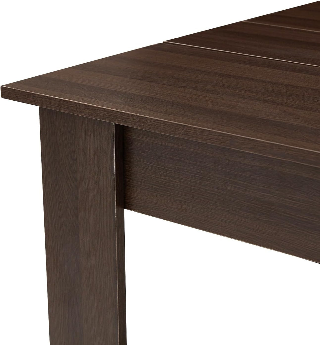 AVAWING Wooden Kitchen Table for 4, Dining Table for 6-8 People, Large Farmhouse Rectangular Tables, Wood Desk with L Shaped Legs, Home Furniture Kitchen & Dining Room Table, Brown/Black