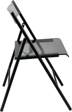 LeisureMod Transparent Acrylic Folding Chair Black Frame, Lightweight Iron Chrome Base, Comfortable Clear Desk Chair, No Assembly Needed (Set of 2) in Solid Black