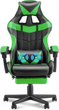 Huracan Gaming Computer Chair with Footrest, Adjustable Video Game Chairs for Adults, Heavy Duty Office Chair with Headrest and Lumbar Support, Green