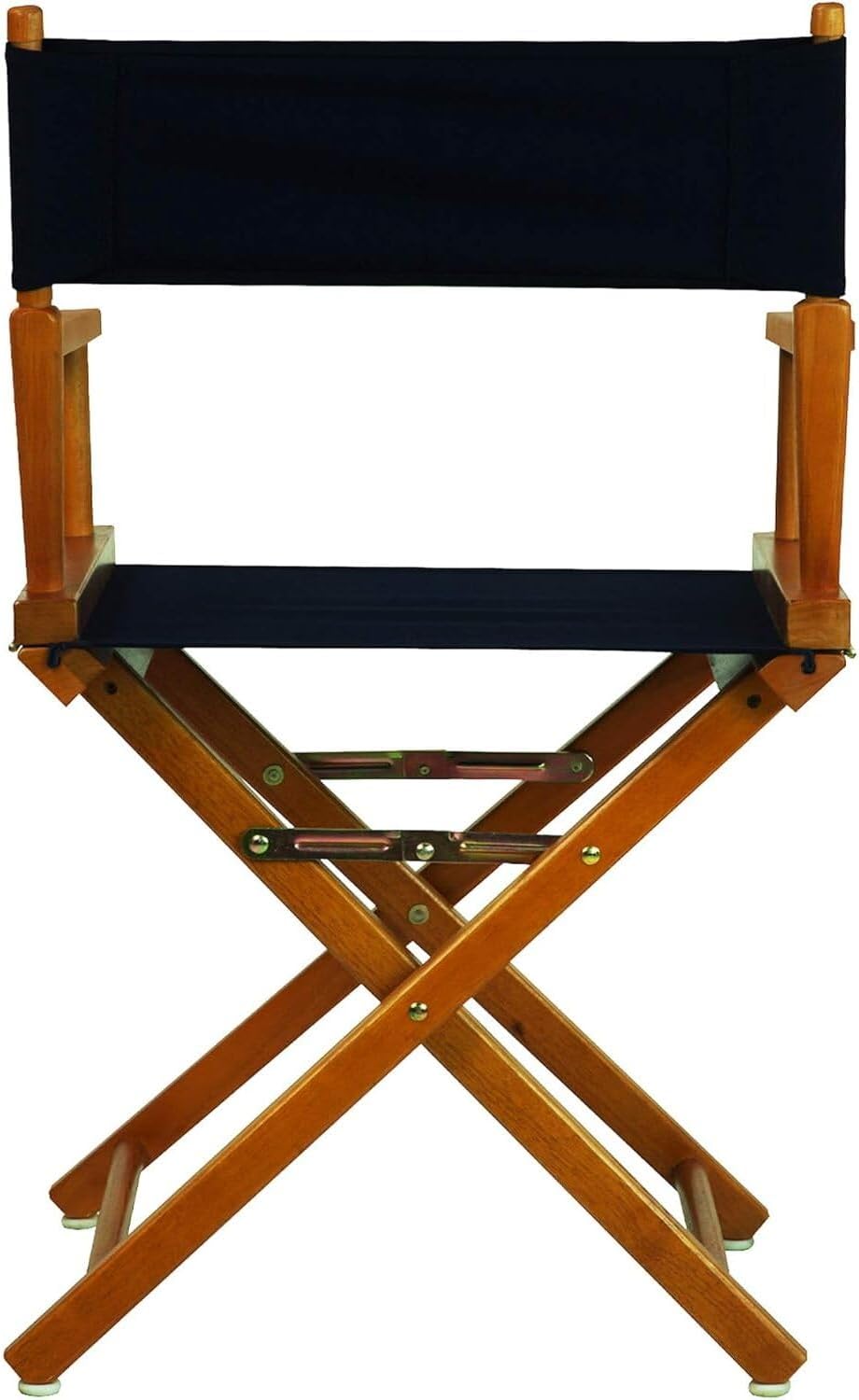 HomeStock Antique 18" Director's Chair Solid Wood Folding Chair with Armrests, Canvas Seat, Compact Foldable Frame, 33.75 x 21.75 x 16 in, 18 in Seat Height, Weighs 10 lb Navy blue/18-Inch Honey Oak