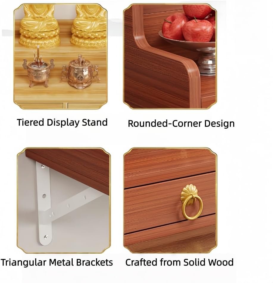 Wall Mounted Buddha Altar Shelf with Retractable Pull Board Small Statues Shrine Altar Table Meditation Altar Table Handmade Tiered Puja Shrine with Storage Buddhist Meditation Alte White 60CM/23.6IN