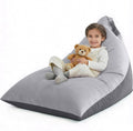 400L Stuffed Animal Storage Bean Bag Chair Cover, Grey | Extra Large Triangular, Ultra Soft Premium Velvet, Washable Lazy Sofa Cover, No Filler, Storage for Kids Stuffed Toys