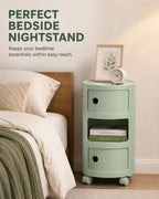 3 Tier Rounded Cabinet,Round Nightstand Detachable End Table with Storage Lightweight Side Table Storage for Living Room Bedroom Bathroom Kitchen