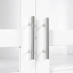 LUMISOL 75" Tall Kitchen Pantry with 4 Built-in Drawers, Kitchen Storage Cabinet with Glass Doors, Display Cabinet for Living Room Dining Room Office, White