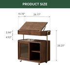 Solid Wood Side Table for Living Room, Bedroom, Walnut | Movable, Flip Top, 7 Angle Adjustment, Ample Storage