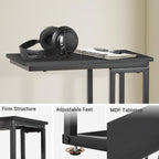 C-Shaped End Table, TV Tray Set of 2, Couch Side Laptop Desk, for Living Room, Bedroom, Small Spaces, Black, 2 Pack
