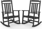 GREENVINES Outdoor-Rocking-Chairs-Set-of-2 | HDPE Plastic | Patio Rockers | Porch Rocker Chair | Oversized | High Back | Big & Tall | Black