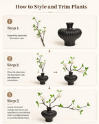 22'' Budded Faux Stem with Vase, 1pcs Artificial Greenery Plant for Centerpiece Table Decorations, Fake Branches in Vase for Farmhouse Living Room Bathroom Office Kitchen Decor - Black