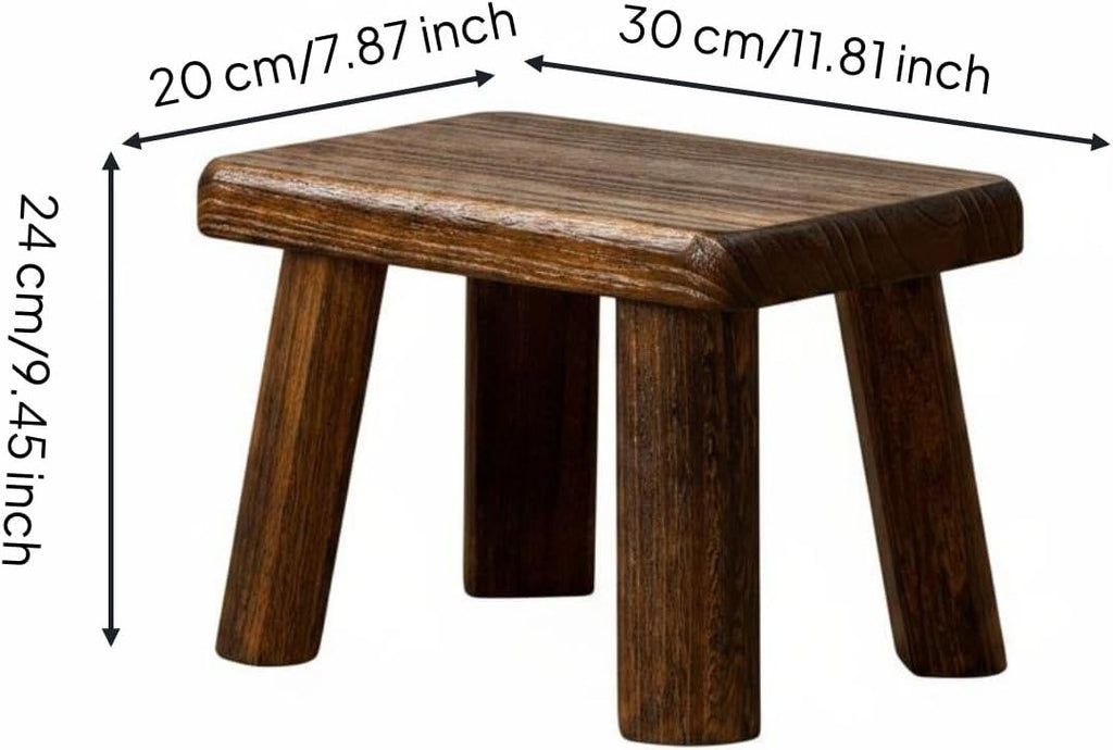 Wooden Square Stool Smooth Finished Wooden Footstool Easy to Wipeable Stool for Kids, Tall Solid Wood Stool