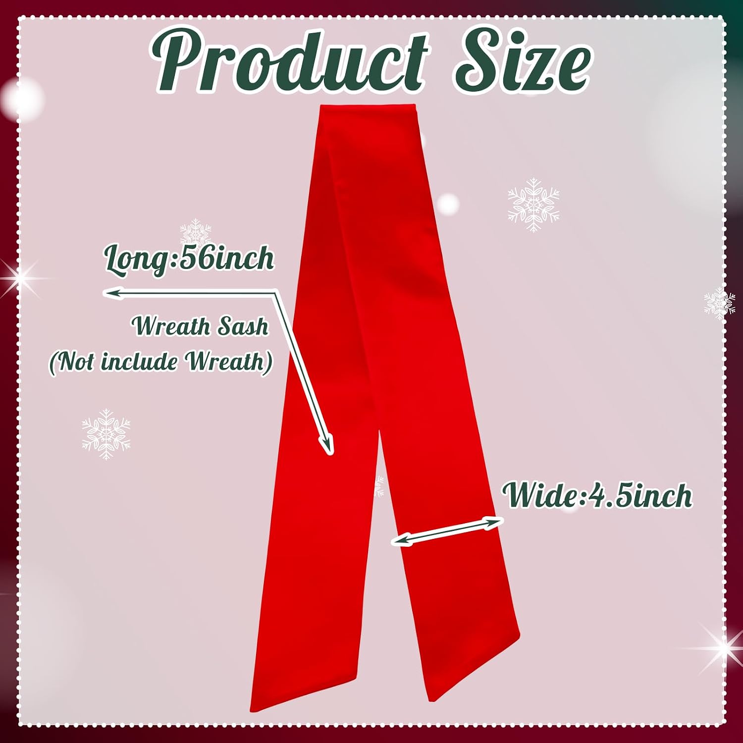 VitalCozy 2 Pcs Wreath Sash for Front Door Plain Sash for Embroidery Monogram Wreath Accessories for Party Farmhouse Doorway Indoor Outdoor Decor(Red,4.5" W X 56" L)