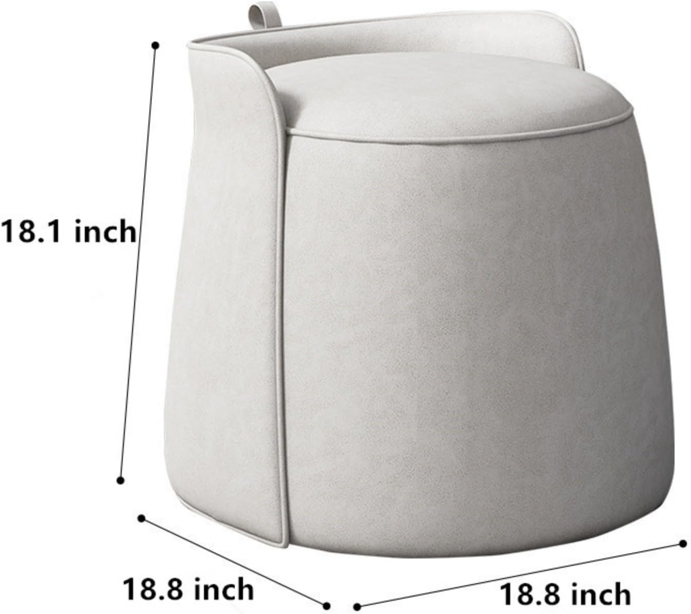 Modern Dresser Makeup Ottoman Stool, Leather Dresser Chair, Round Footstool, Extra Seating for Living Room/Bedroom/Entryway