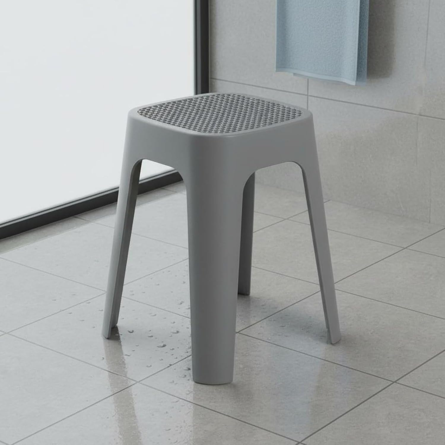 Stool Square Stool Stackable Household Stool Dining Chair with Anti Slip Feet and Thickened PP Material Suitable for Kitchen Seating Dining Rooms, Milk Tea