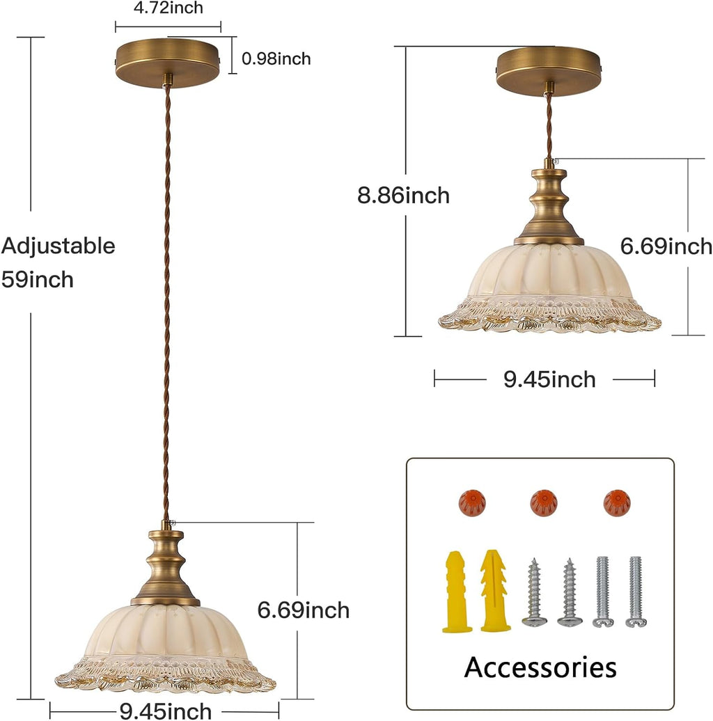 HDDFL Glass Pendant Lights Modern Pendant Lighting Fixtures Hanging Lamp for Kitchen Island Bedroom Dining Room Coffee Shop Hallway Brown and Brass