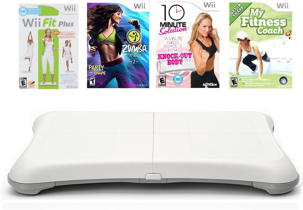 Crownrock Enterprises Wii Fitness Bundle - Genuine Balance Board, Wii Fit Plus, Bonus Games (Renewed)