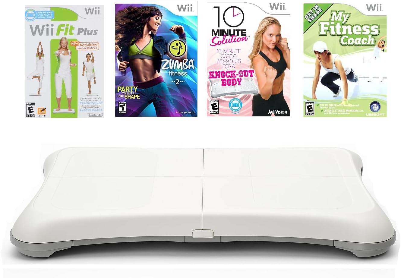 Crownrock Enterprises Wii Fitness Bundle - Genuine Balance Board, Wii Fit Plus, Bonus Games (Renewed)