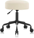 Heavy Duty Extra Wide Thick Cushion Seat Adjustable Height Swivel Rolling Stool for Clinic, Salon, Tattoo, Office, Bar and Home - NAIA 502 (Vanilla, Standard)