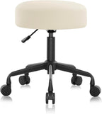 Heavy Duty Extra Wide Thick Cushion Seat Adjustable Height Swivel Rolling Stool for Clinic, Salon, Tattoo, Office, Bar and Home - NAIA 502 (Vanilla, Standard)