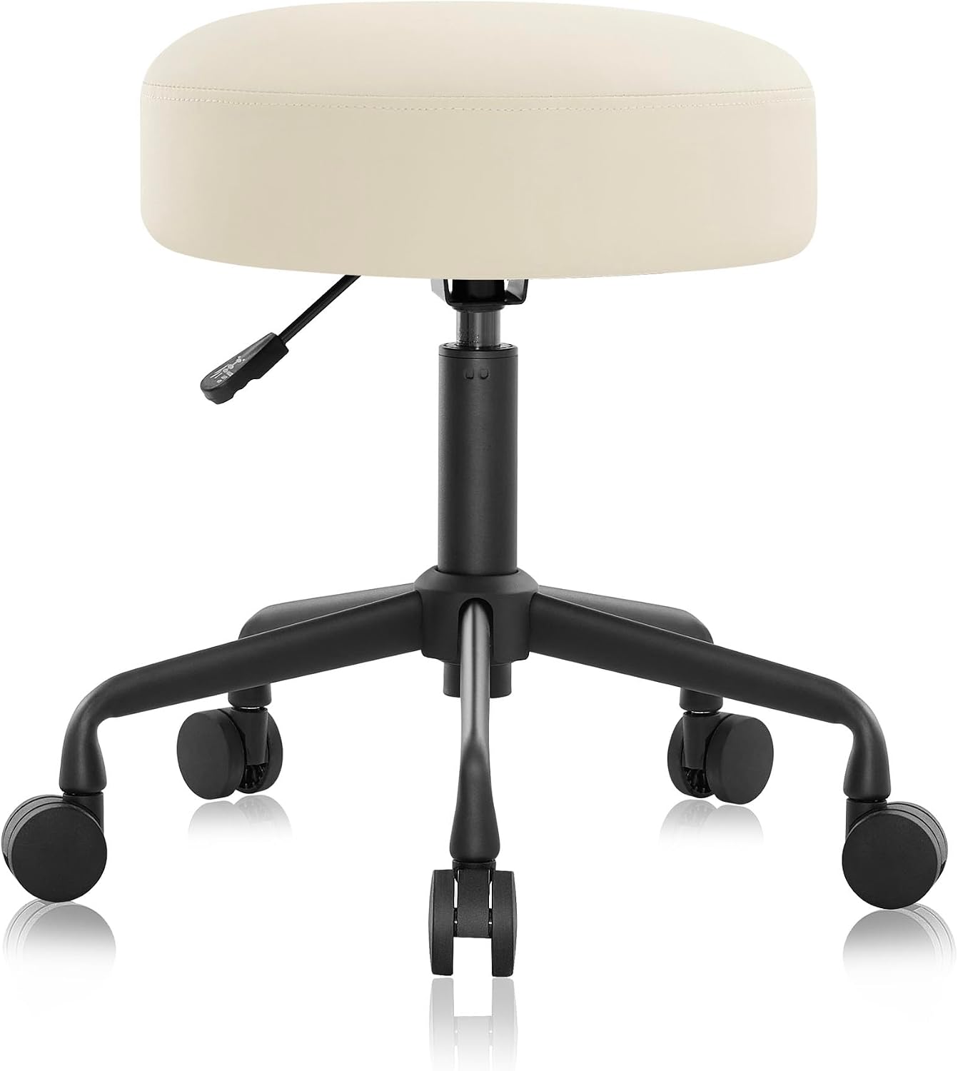 Heavy Duty Extra Wide Thick Cushion Seat Adjustable Height Swivel Rolling Stool for Clinic, Salon, Tattoo, Office, Bar and Home - NAIA 502 (Vanilla, Standard)