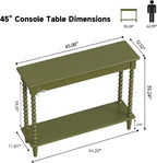 45'' Vintage Console Table, 100% Solid Wood Tall Entryway Table with 2-Tier Storage for Entrance, Hallway, Foyer, Living Room, Narrow Couch Table Behind Sofa, Minimal Assembly, Green